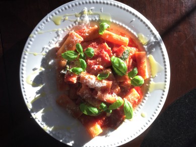 tradtional-tomato-sauce-rigatoni-pasta-and-basil